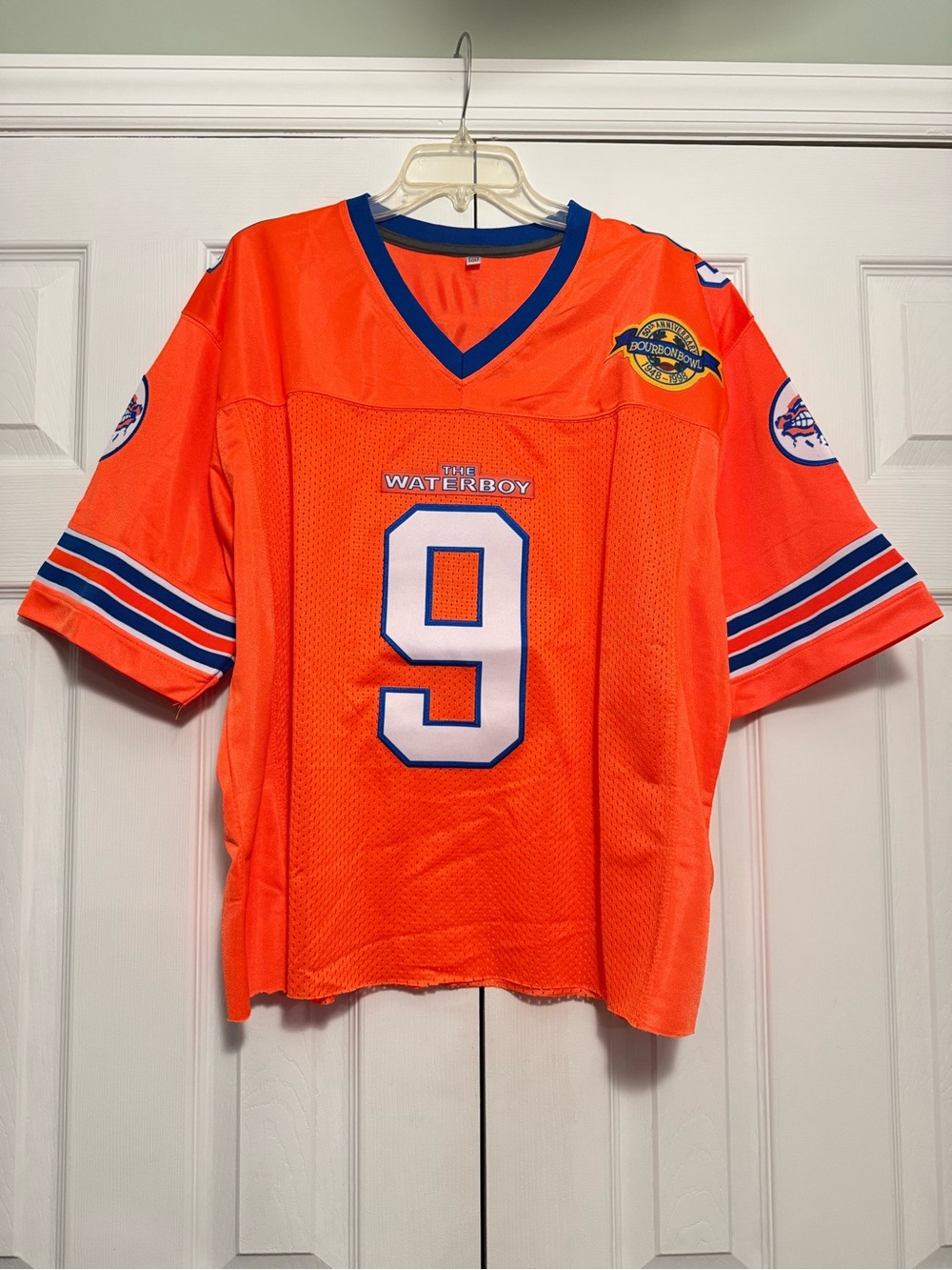 Orange Number 9 Mesh Jersey with Blue Trim